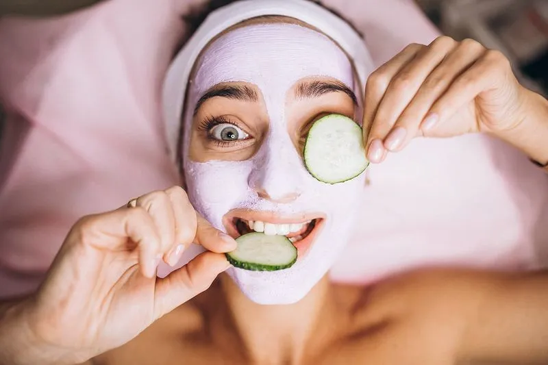Woman enjoying a relaxing facial treatment